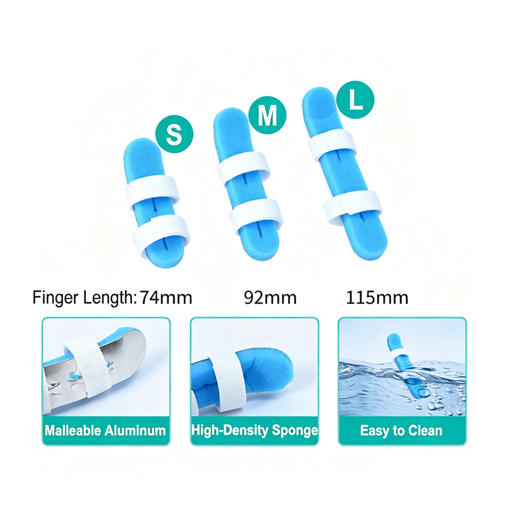3 Méid Splint Finger Alúmanam Intuargainte Aonair le Stuáil Spúinse