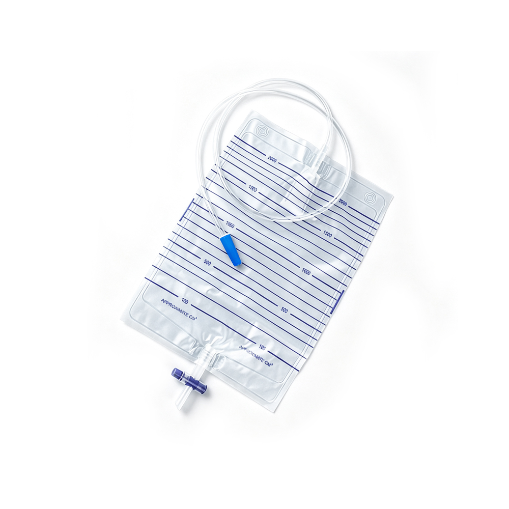 Mála Fual Grád Leighis PVC Sterile & Neamh-Thocsaineach 2000ml le Comhla Tras Chineál-T